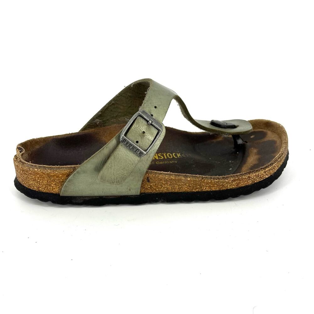 Birkenstock green faux leather Gizeh thong sandals (37‎ - US6.5) - Picture 3 of 9